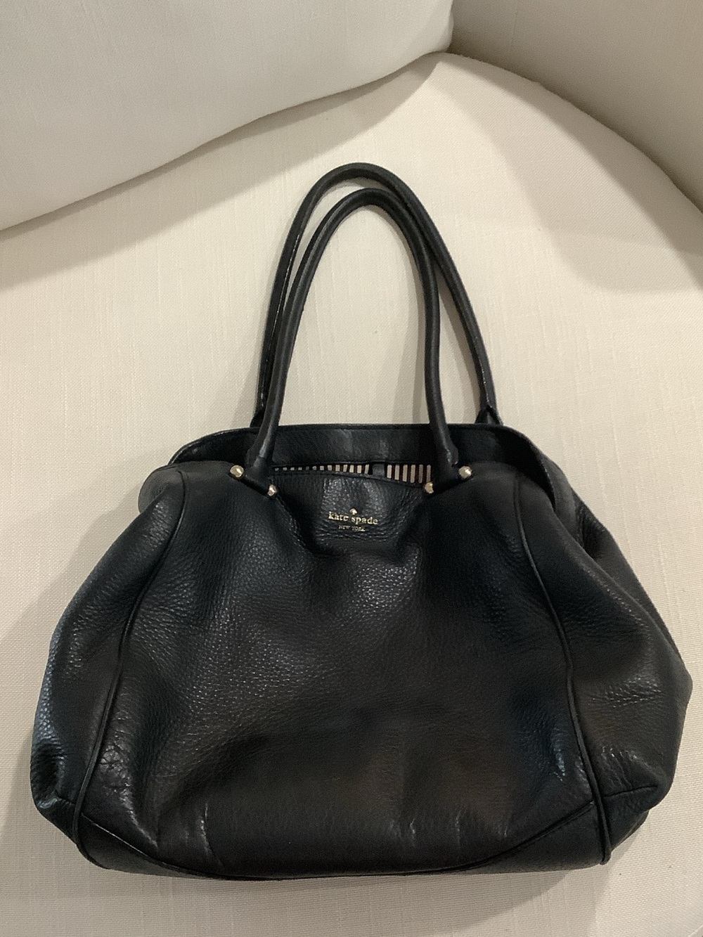 Kate Spade Black Pebbled Leather Large Tote Shoulder Bag